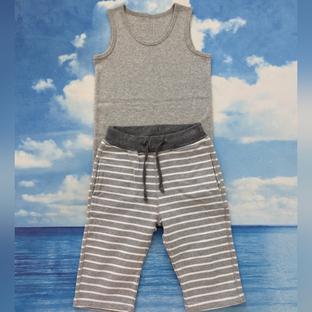 Set of kids grey organic cotton tank and shorts 5-6Y (120cm)